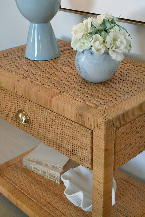 Worlds Away - Reed One Drawer End Table In Rattan - REED - GreatFurnitureDeal