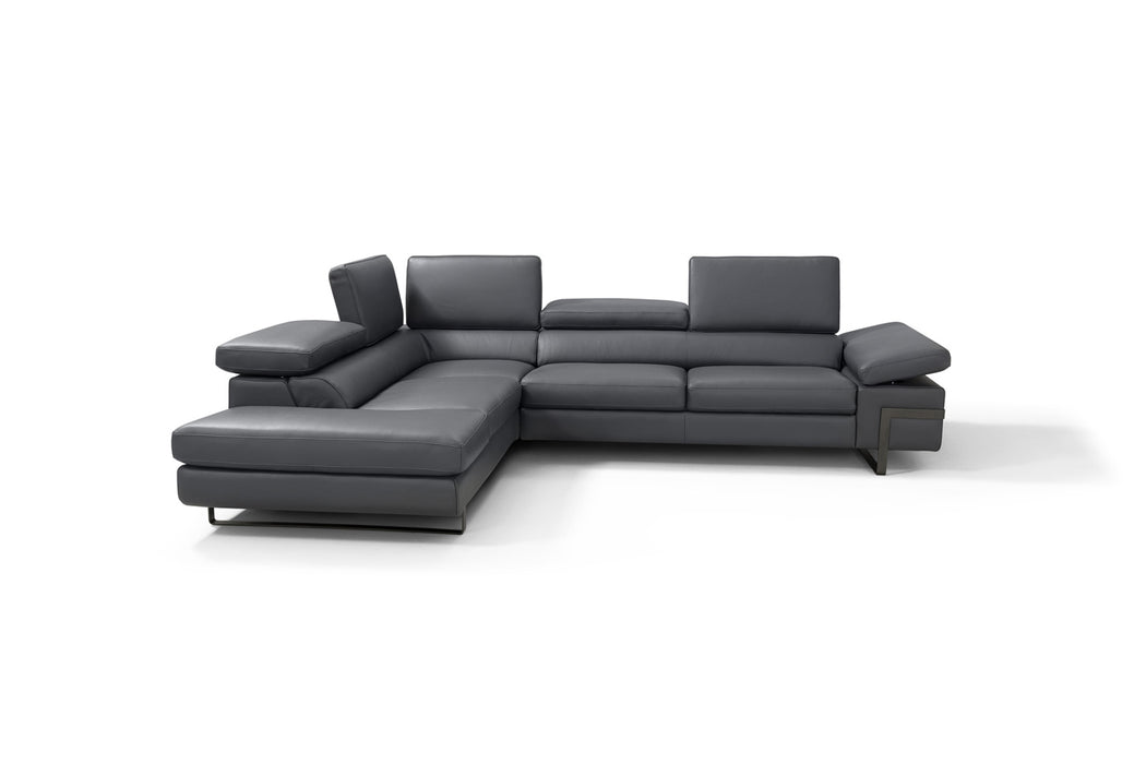 J&M Furniture - Rimini Italian Leather RHF Sectional Sofa in Dark Grey (I867) - 17775-RHF