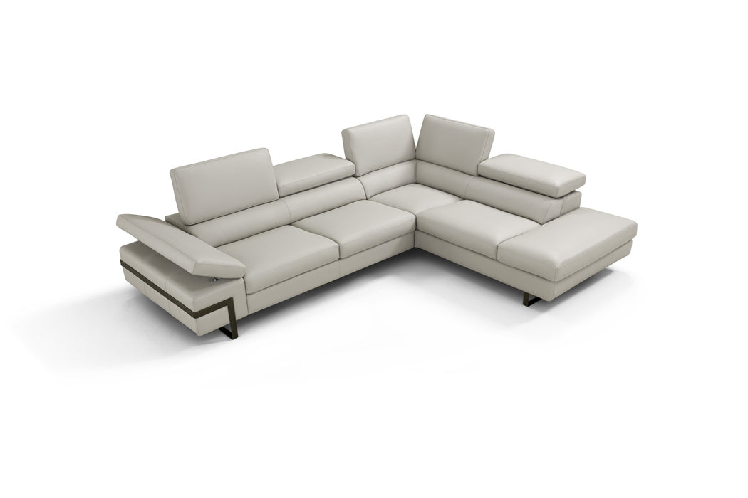 J&M Furniture - Rimini Italian Leather LHF Sectional Sofa in Light Grey (I867) - 17774-LHF