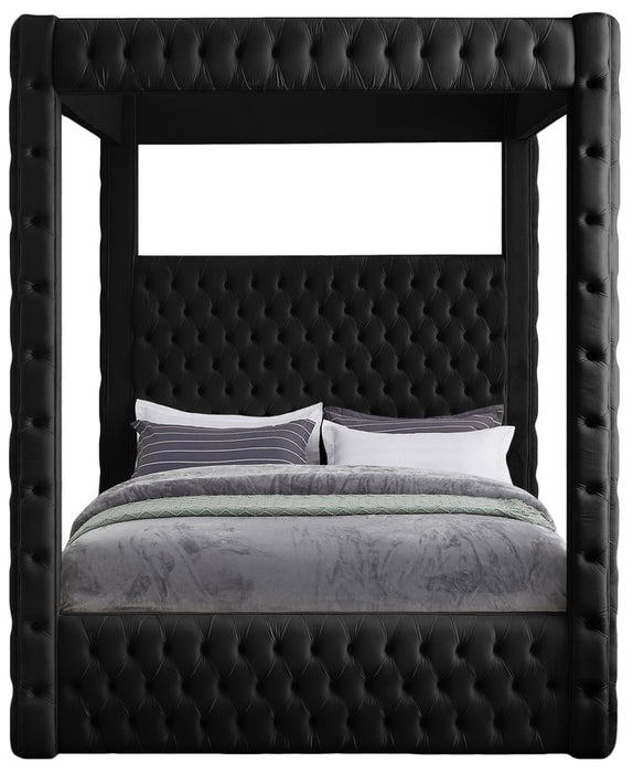 Meridian Furniture - Royal Black Velvet Upholstered King Bed (4 Boxes) - RoyalBlack-K - GreatFurnitureDeal