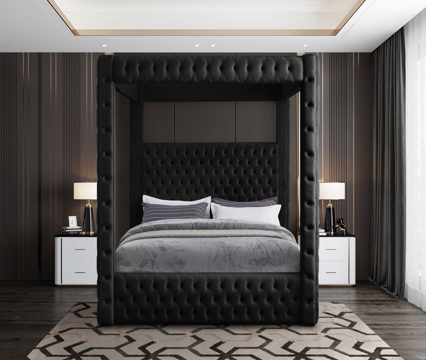 Meridian Furniture - Royal Black Velvet Upholstered King Bed (4 Boxes) - RoyalBlack-K - GreatFurnitureDeal
