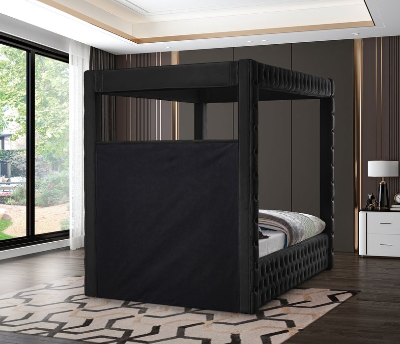 Meridian Furniture - Royal Black Velvet Upholstered King Bed (4 Boxes) - RoyalBlack-K - GreatFurnitureDeal