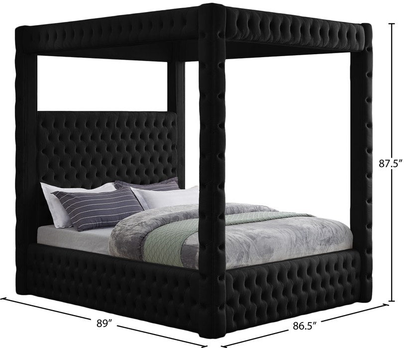 Meridian Furniture - Royal Black Velvet Upholstered King Bed (4 Boxes) - RoyalBlack-K - GreatFurnitureDeal