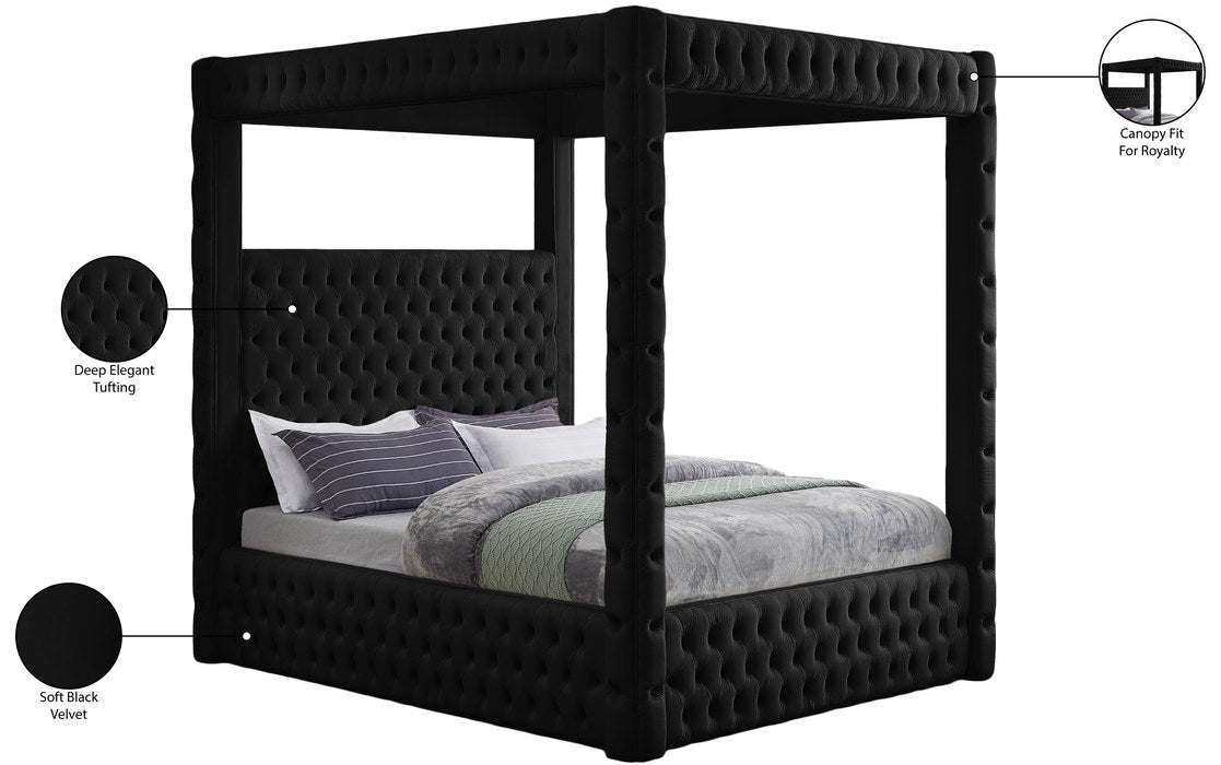 Meridian Furniture - Royal Black Velvet Upholstered King Bed (4 Boxes) - RoyalBlack-K - GreatFurnitureDeal