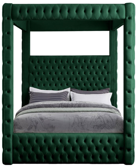 Meridian Furniture - Royal Green Velvet Upholstered Queen Bed (4 Boxes) - RoyalGreen-Q - GreatFurnitureDeal