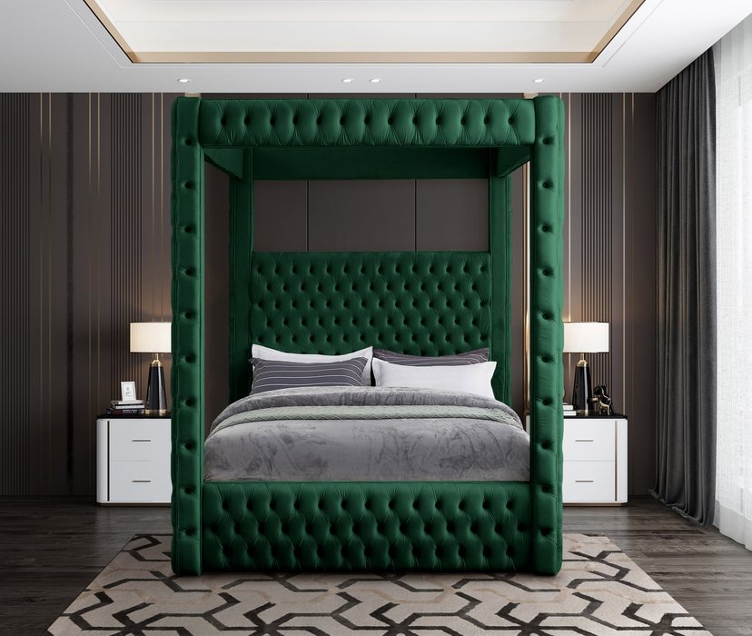 Meridian Furniture - Royal Green Velvet Upholstered Queen Bed (4 Boxes) - RoyalGreen-Q - GreatFurnitureDeal