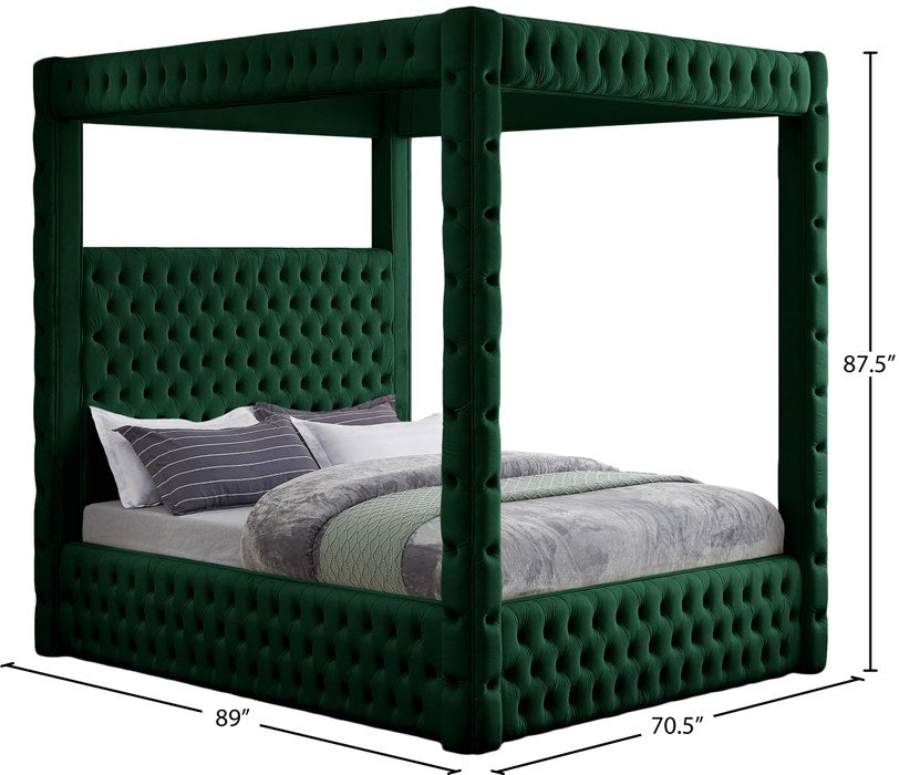 Meridian Furniture - Royal Green Velvet Upholstered Queen Bed (4 Boxes) - RoyalGreen-Q - GreatFurnitureDeal