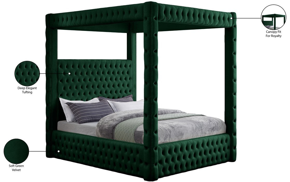 Meridian Furniture - Royal Green Velvet Upholstered Queen Bed (4 Boxes) - RoyalGreen-Q - GreatFurnitureDeal