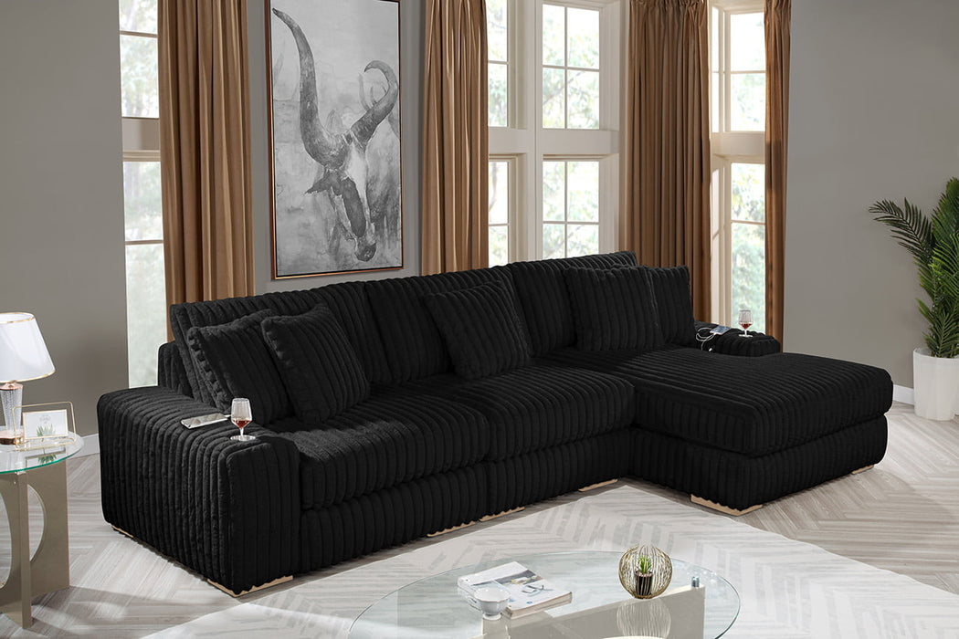 Mariano Furniture - S103 - Reversible Sectional in Black - BQ-S102 - GreatFurnitureDeal