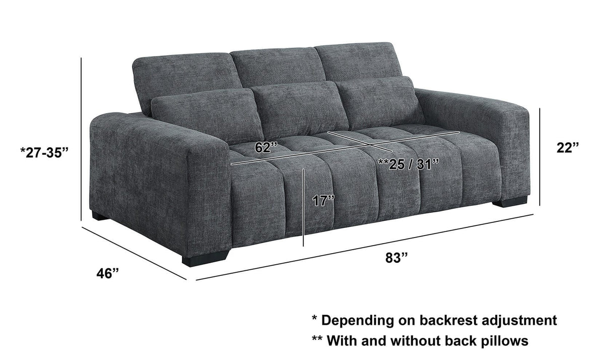 Mariano Furniture - S112 - Chenille Fabric Sofa in Dark Gray - BQ-S112-S - GreatFurnitureDeal