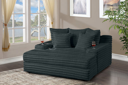 Mariano Furniture - S123 - Big Chaise with Pillows in Striped Fluffy Fabric in Gray - BQ-S120 - GreatFurnitureDeal