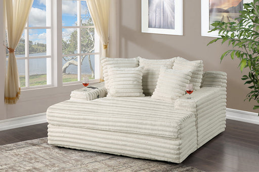 Mariano Furniture - S123 - Big Chaise with Pillows in Striped Fluffy Fabric in Smoke - BQ-S121 - GreatFurnitureDeal