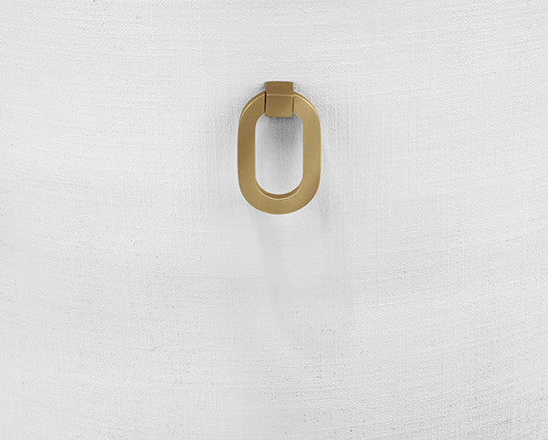Worlds Away - Sadie Curved Counter Stool With Satin Brass Ring Hardware On Back In Performance White Linen Upholstery And Textured White Linen Frame - SADIE CS WH