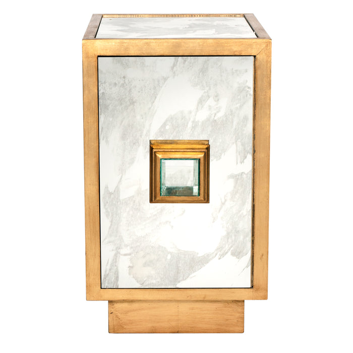 Worlds Away - Savannah Side Table-Cabinet In Gold Leaf - SAVANNAH G - GreatFurnitureDeal