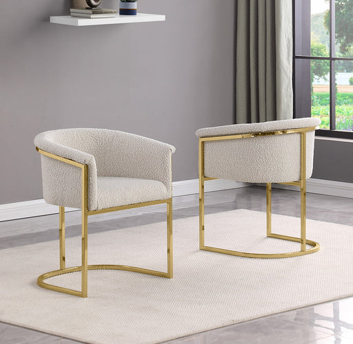 Mariano Furniture - Boucle Fabric Side Chair in Cream (Set of 2)- BQ-SC017 - GreatFurnitureDeal