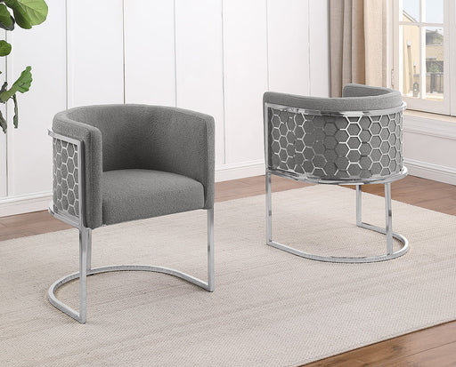 Mariano Furniture - Teddy Fabric Side Chair with Chrome in Dark Gray (Set of 2)- BQ-SC030 - GreatFurnitureDeal