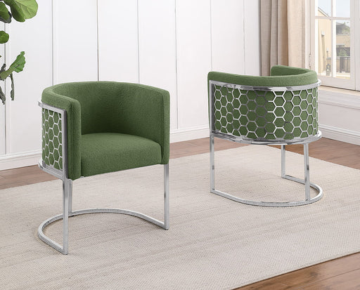 Mariano Furniture - Teddy Fabric Side Chair with Chrome in Green (Set of 2)- BQ-SC031 - GreatFurnitureDeal