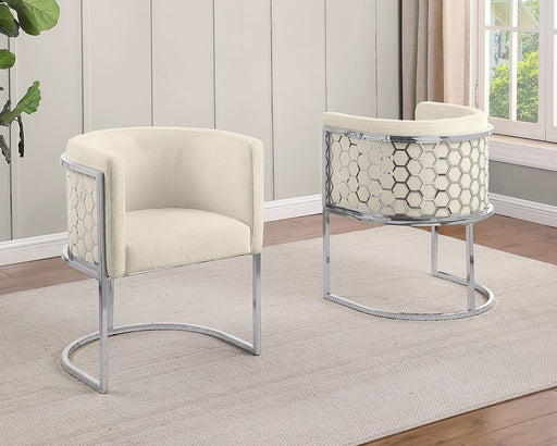 Mariano Furniture - Teddy Fabric Side Chair with Chrome in Cream (Set of 2)- BQ-SC033 - GreatFurnitureDeal