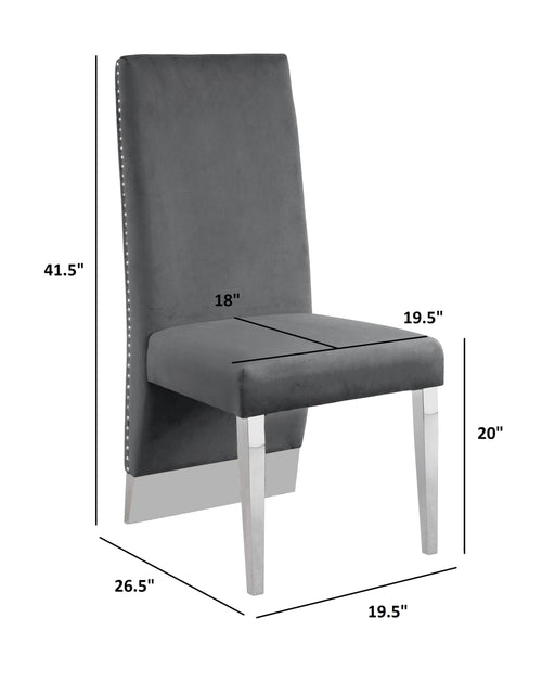 Mariano Furniture - Velvet Side Chair in Drak Gray (Set of 2) - BQ-SC164 - GreatFurnitureDeal