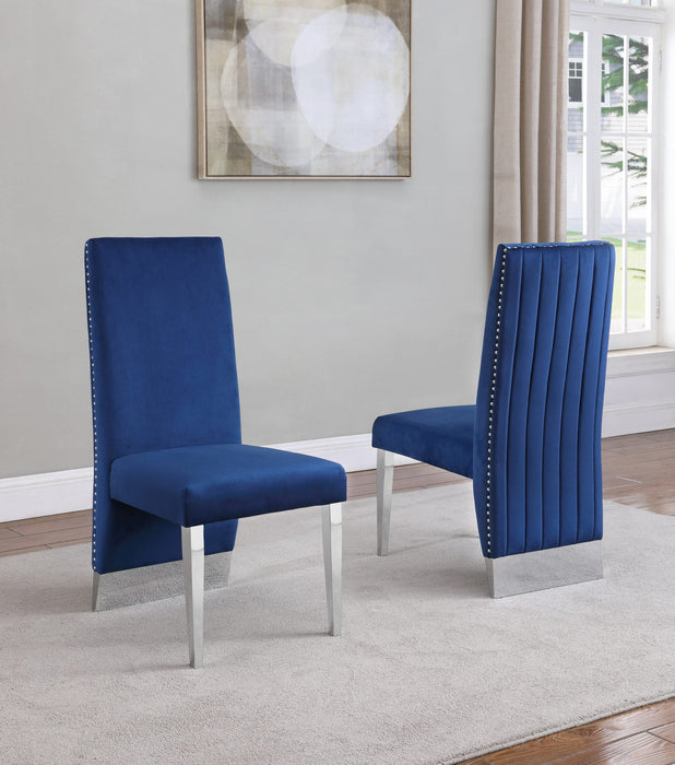 Mariano Furniture - Velvet Side Chair in Navy Blue (Set of 2) - BQ-SC165 - GreatFurnitureDeal