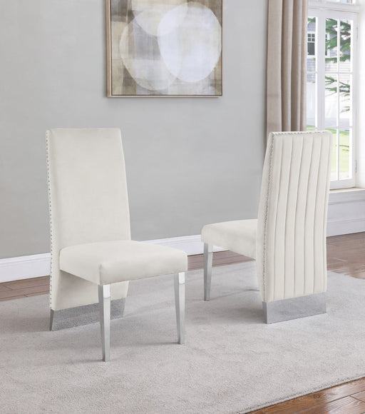 Mariano Furniture - Velvet Side Chair in Cream (Set of 2) - BQ-SC167 - GreatFurnitureDeal