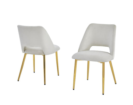 Mariano Furniture - Velvet Upholstered Side Chair in Cream (Set of 2) - BQ-SC229 - GreatFurnitureDeal