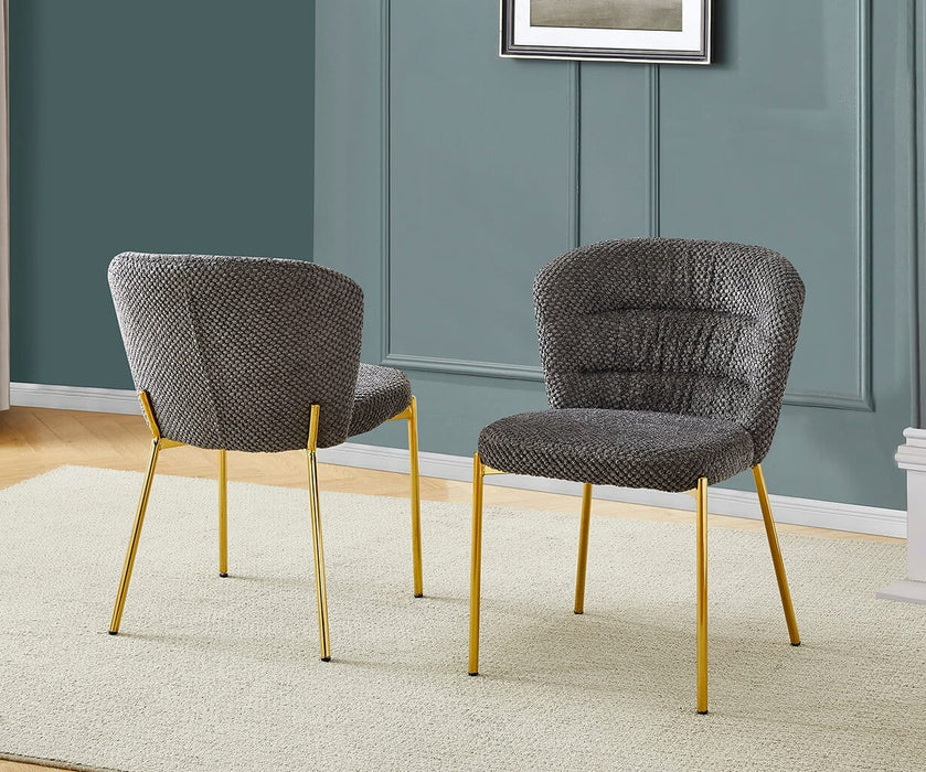 Mariano Furniture - 7 Piece Rectangular Glass Dining Set in Dark Gray/Gold - BQ-D234-6SC254 - GreatFurnitureDeal