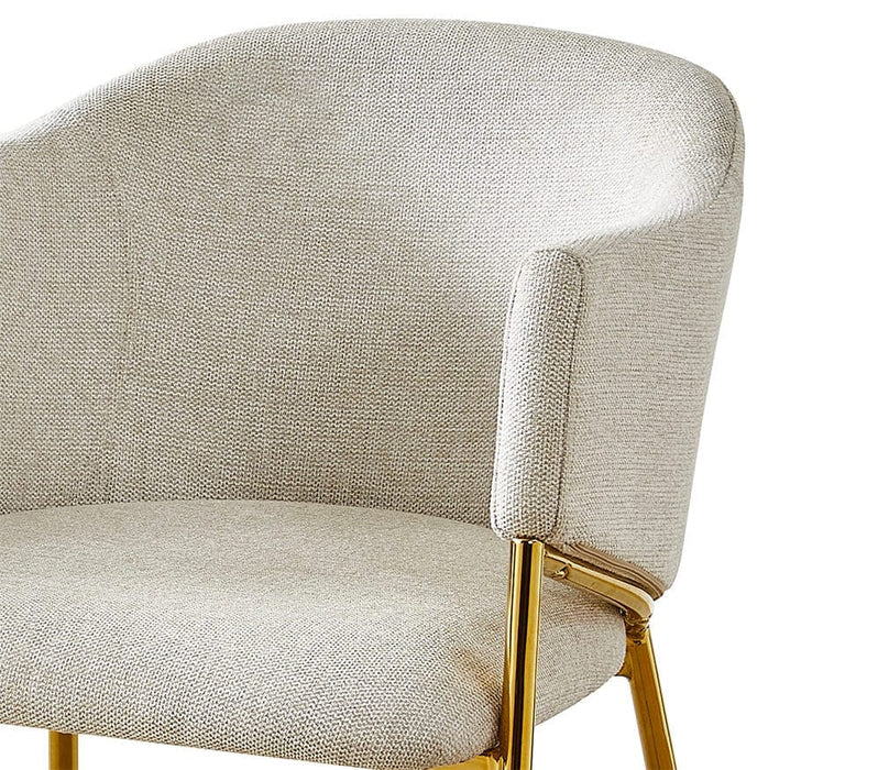 Mariano Furniture - 7 Piece Rectangular Glass Dining Set in Beige/Gold - BQ-D234-6SC264 - GreatFurnitureDeal