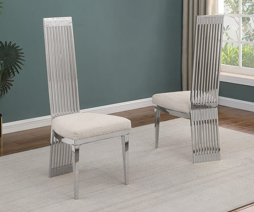 Mariano Furniture - Tall Slat Back Dining Side Chair in Silver (Set of 2) - BQ-SC278 - GreatFurnitureDeal