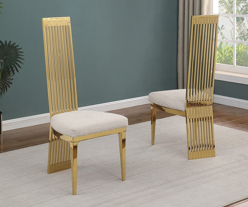 Mariano Furniture - Tall Slat Back Dining Side Chair in Gold (Set of 2) - BQ-SC279 - GreatFurnitureDeal