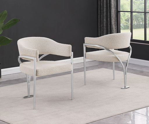 Mariano Furniture - Boucle Fabric Side Chair in Cream (Set of 2)- BQ-SC303 - GreatFurnitureDeal