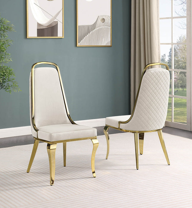 Mariano Furniture - Velvet Side Chair in Cream (Set of 2) - BQ-SC317 - GreatFurnitureDeal