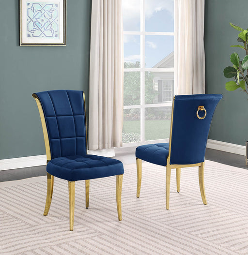 Mariano Furniture - Grid Tufted Side Chair in Navy Blue (Set of 2) - BQ-SC325 - GreatFurnitureDeal