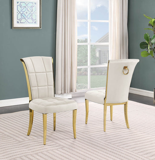 Mariano Furniture - Grid Tufted Side Chair in Cream (Set of 2) - BQ-SC327 - GreatFurnitureDeal