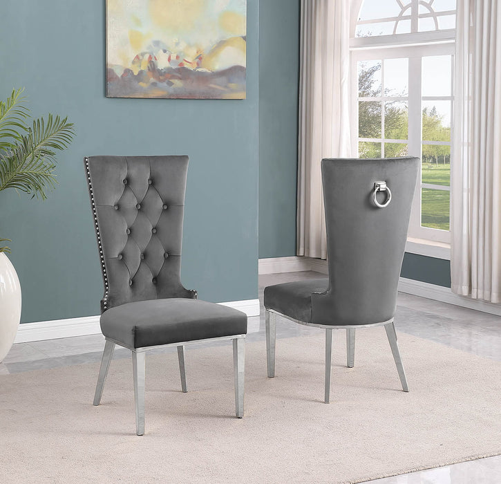 Mariano Furniture - Velvet Side Chair in Drak Gray (Set of 2) - BQ-SC330 - GreatFurnitureDeal