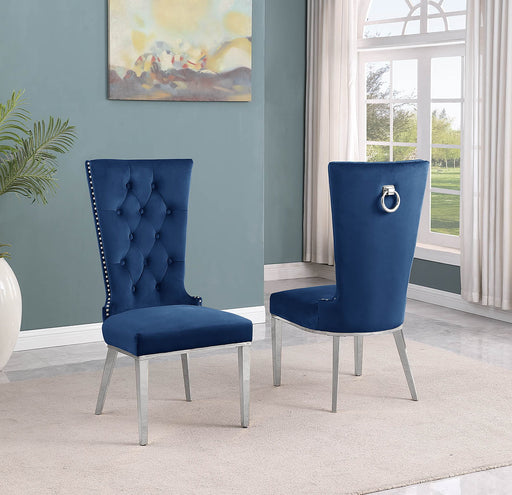 Mariano Furniture - Velvet Side Chair in Navy Blue (Set of 2) - BQ-SC331 - GreatFurnitureDeal