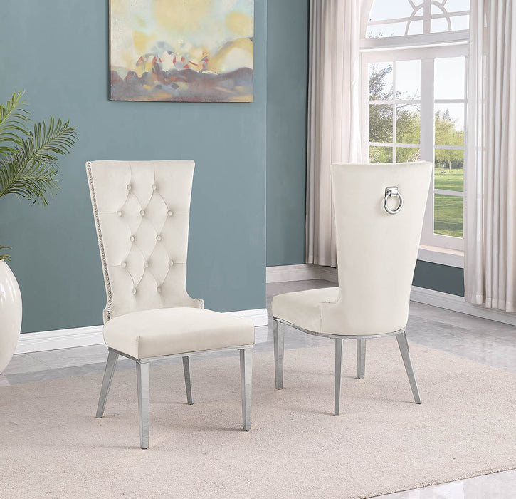 Mariano Furniture - Velvet Side Chair in Cream (Set of 2) - BQ-SC333 - GreatFurnitureDeal