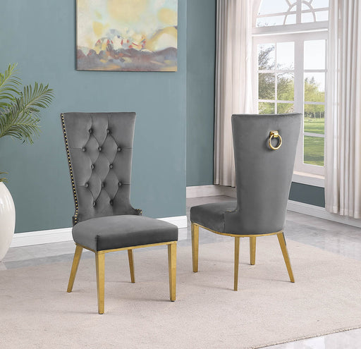 Mariano Furniture - Velvet Side Chair in Dark Gray (Set of 2) - BQ-SC334 - GreatFurnitureDeal