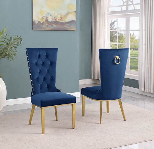 Mariano Furniture - Velvet Side Chair in Navy Blue (Set of 2) - BQ-SC335 - GreatFurnitureDeal