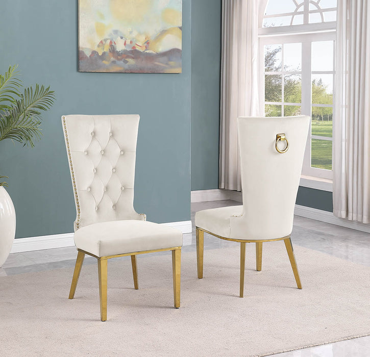 Mariano Furniture - Velvet Side Chair in Cream (Set of 2) - BQ-SC337 - GreatFurnitureDeal