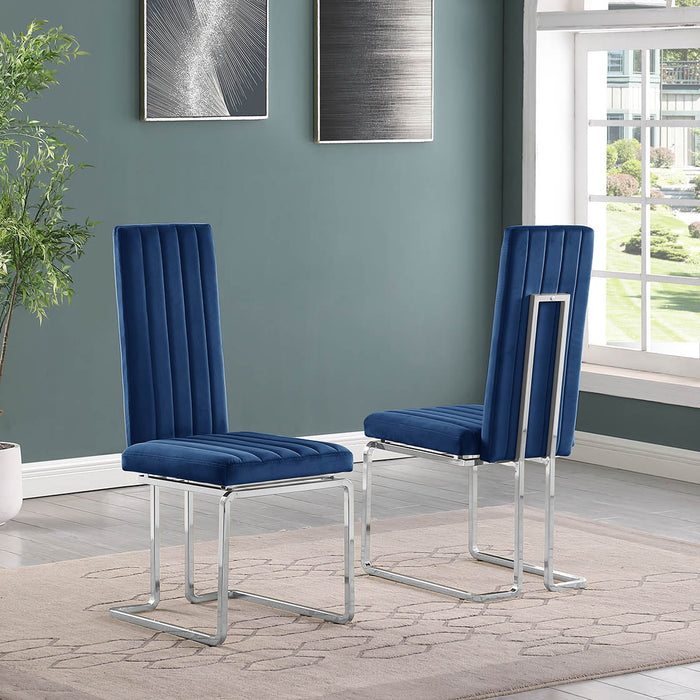 Mariano Furniture - Slim Back Side Chair in Navy Blue (Set of 2) - BQ-SC341 - GreatFurnitureDeal