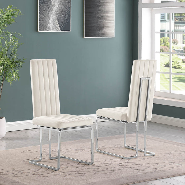 Mariano Furniture - Slim Back Side Chair in Cream (Set of 2) - BQ-SC343 - GreatFurnitureDeal