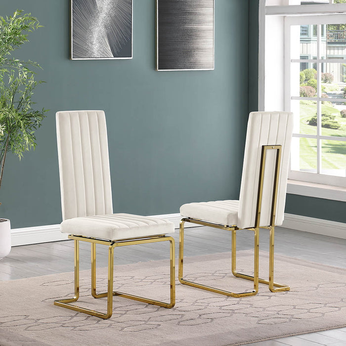 Mariano Furniture - Slim Back Side Chair in Cream (Set of 2) - BQ-SC347 - GreatFurnitureDeal