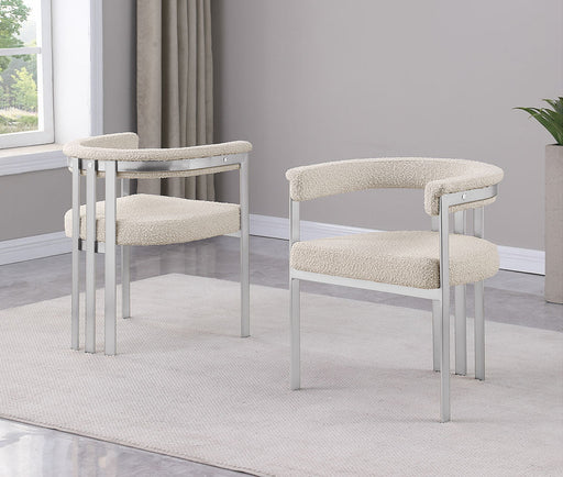 Mariano Furniture - Boucle Fabric Side Chair in Cream (Set of 2) - BQ-SC383 - GreatFurnitureDeal