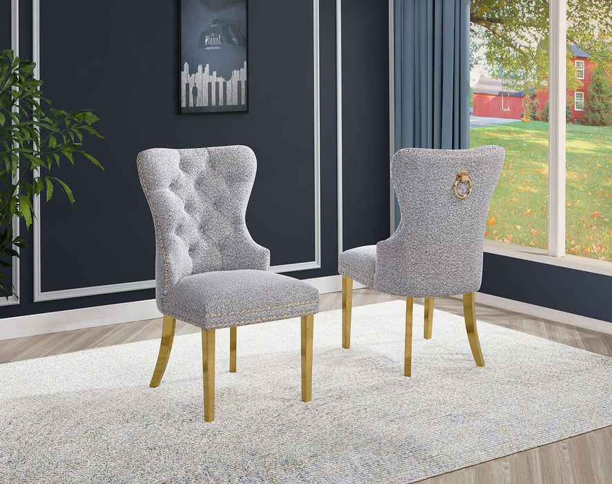 Mariano Furniture - Button Tufted Side Chair in Rich Gray /Gold (Set of 2) - BQ-SC404 - GreatFurnitureDeal
