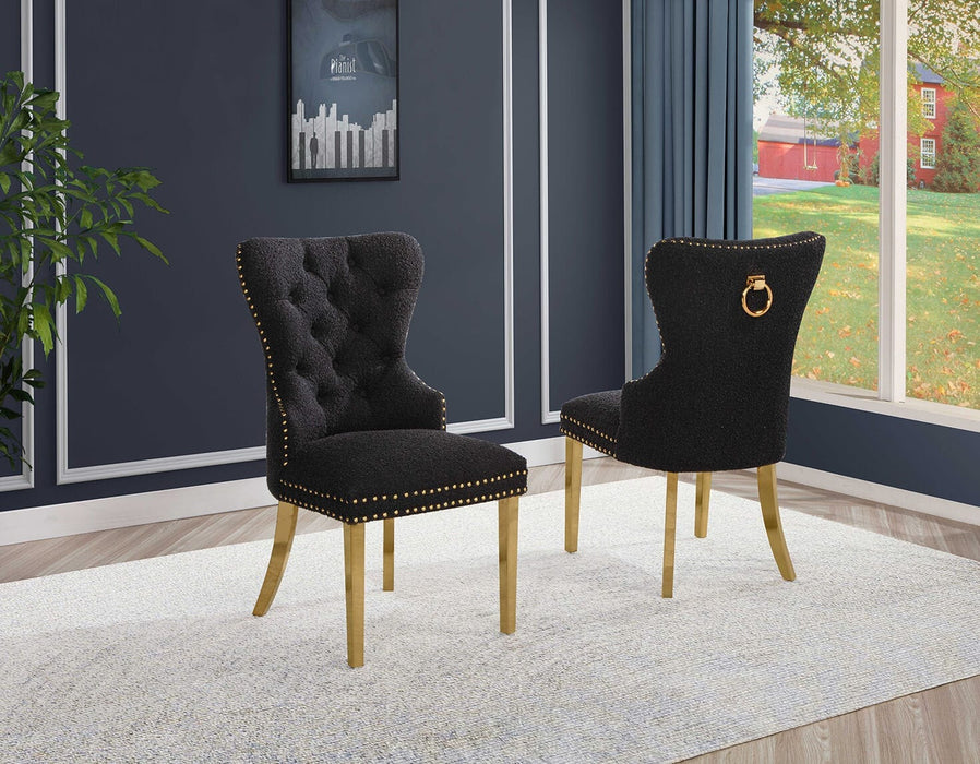 Mariano Furniture - Button Tufted Side Chair in Black/Gold (Set of 2) - BQ-SC406 - GreatFurnitureDeal