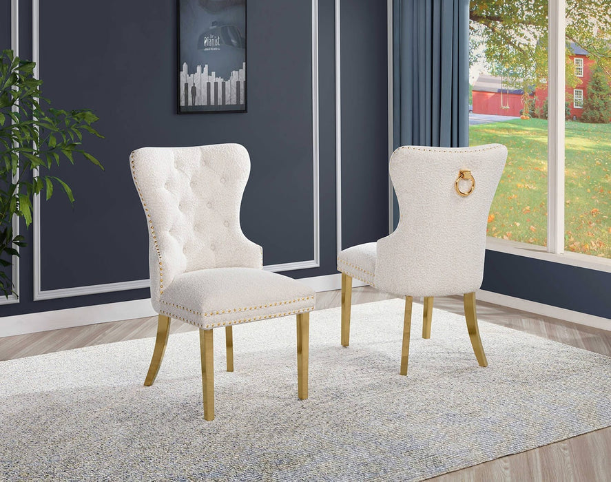 Mariano Furniture - Button Tufted Side Chair in Cream/Gold (Set of 2) - BQ-SC407 - GreatFurnitureDeal