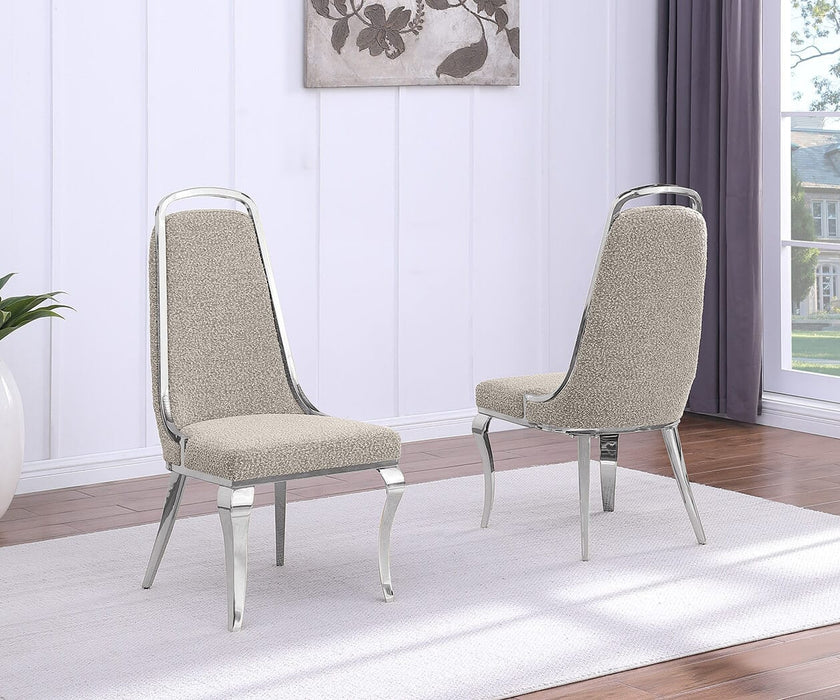 Mariano Furniture - Sleek Iron Framed Side Chair with Boucle Fabric in Silver (Set of 2) - BQ-SC411 - GreatFurnitureDeal