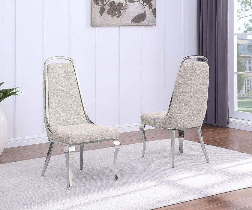 Mariano Furniture - Sleek Iron Framed Side Chair with Boucle Fabric in Silver (Set of 2) - BQ-SC413 - GreatFurnitureDeal