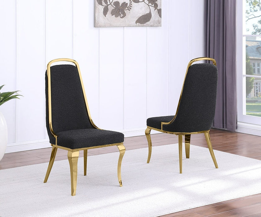Mariano Furniture - Sleek Iron Framed Side Chair with Boucle Fabric in Gold (Set of 2) - BQ-SC416 - GreatFurnitureDeal